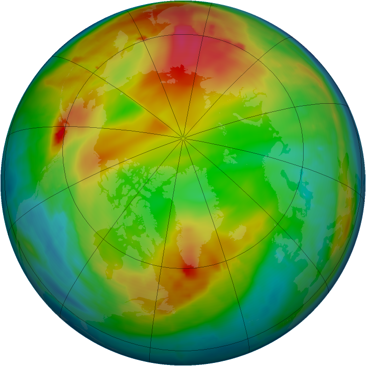 Arctic ozone map for 01 January 2015
